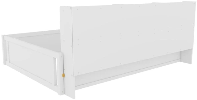 Alt view image 7 of 7 - Hassyee Twin/Full Size Wooden Floor Bed with Safety Guardrail and Bookcase, Montessori Bed with Side Storage Shelves for Boys Girls Bedroom Guest Playroom, No Box Spring Needed (Full+White)
