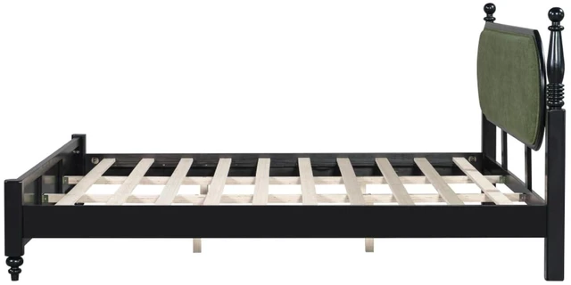 Alt view image 6 of 7 - Hassyee King/Queen Size Solid Wood Platform Bed with Headboard and Footboard, Modern Panel Bed Mattress Foundation with Slat Support for Master Bedroom Guest Room, No Box Spring Needed (Green King)