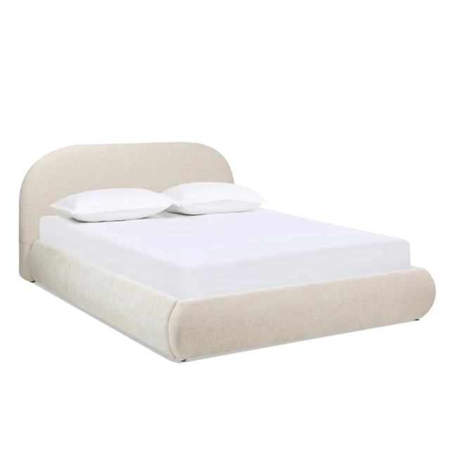 Alt view image 4 of 7 - Hassyee King/Queen Size Upholstered Platform Bed with Velvet Headboard, Panel Bed Frame with Slat Support, Grounded Beds for Master Bedroom Guest Room Apartment, No Box Spring Needed (Queen Beige)