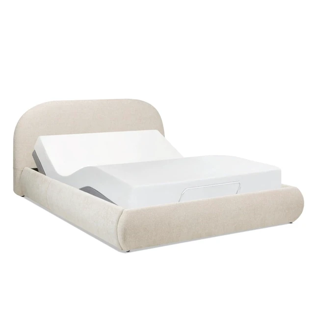 Alt view image 5 of 7 - Hassyee King/Queen Size Upholstered Platform Bed with Velvet Headboard, Panel Bed Frame with Slat Support, Grounded Beds for Master Bedroom Guest Room Apartment, No Box Spring Needed (Queen Beige)