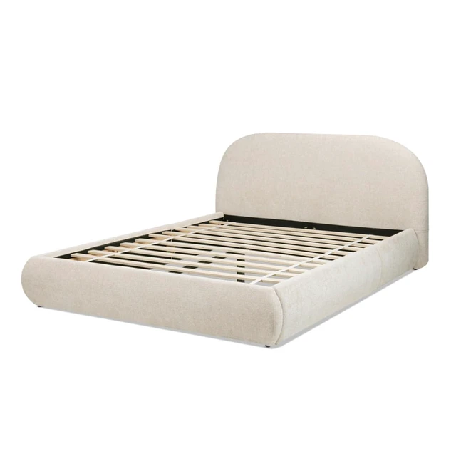 Alt view image 6 of 7 - Hassyee King/Queen Size Upholstered Platform Bed with Velvet Headboard, Panel Bed Frame with Slat Support, Grounded Beds for Master Bedroom Guest Room Apartment, No Box Spring Needed (Queen Beige)