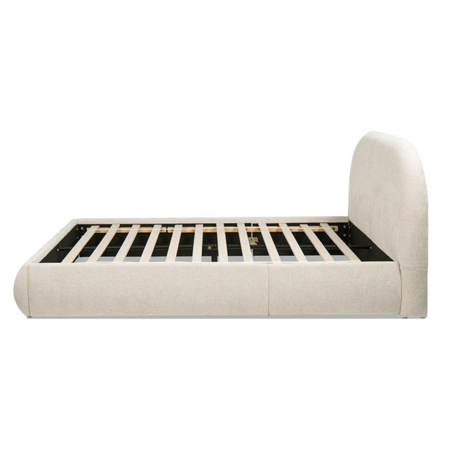 Alt view image 7 of 7 - Hassyee King/Queen Size Upholstered Platform Bed with Velvet Headboard, Panel Bed Frame with Slat Support, Grounded Beds for Master Bedroom Guest Room Apartment, No Box Spring Needed (Queen Beige)