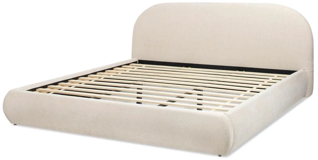 Alt view image 7 of 7 - Hassyee King/Queen Size Upholstered Platform Bed with Velvet Headboard, Panel Bed Frame with Slat Support, Grounded Beds for Master Bedroom Guest Room Apartment, No Box Spring Needed (King Beige)