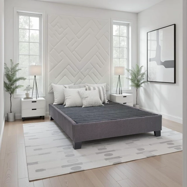 Alt view image 7 of 7 - Hassyee Queen Size Modern Upholstered Platform Bed, Wood Panel Bed Mattress Foundation, Minimalist Lift Up Storage Beds for Master Bedroom Guest Room Apartment Living Space, No Box Spring Needed