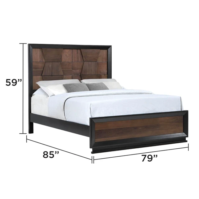 Alt view image 2 of 5 - King/Queen Size Solid Wood Platform Bed with Hight Headboard and Footboard, Panel Bed Mattress Foundation with Slat Support for Guest Room Apartment Bedroom, No Box Spring Needed (Walnut King)