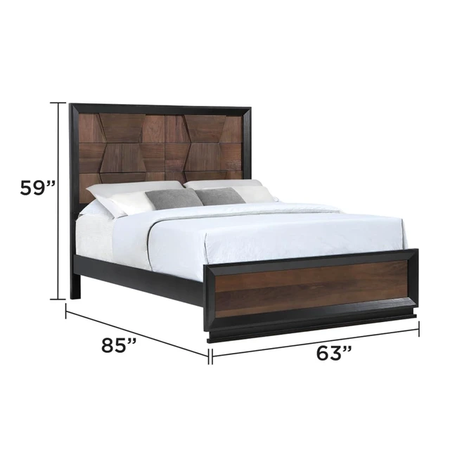 Alt view image 2 of 5 - King/Queen Size Solid Wood Platform Bed with Hight Headboard and Footboard, Panel Bed Mattress Foundation with Slat Support for Guest Room Apartment Bedroom, No Box Spring Needed (Walnut Queen)