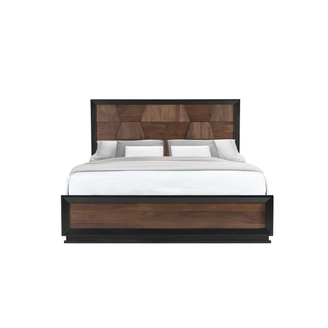 Alt view image 3 of 5 - King/Queen Size Solid Wood Platform Bed with Hight Headboard and Footboard, Panel Bed Mattress Foundation with Slat Support for Guest Room Apartment Bedroom, No Box Spring Needed (Walnut King)