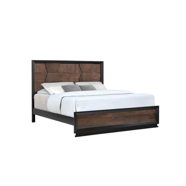 Alt view image 5 of 5 - King/Queen Size Solid Wood Platform Bed with Hight Headboard and Footboard, Panel Bed Mattress Foundation with Slat Support for Guest Room Apartment Bedroom, No Box Spring Needed (Walnut King)