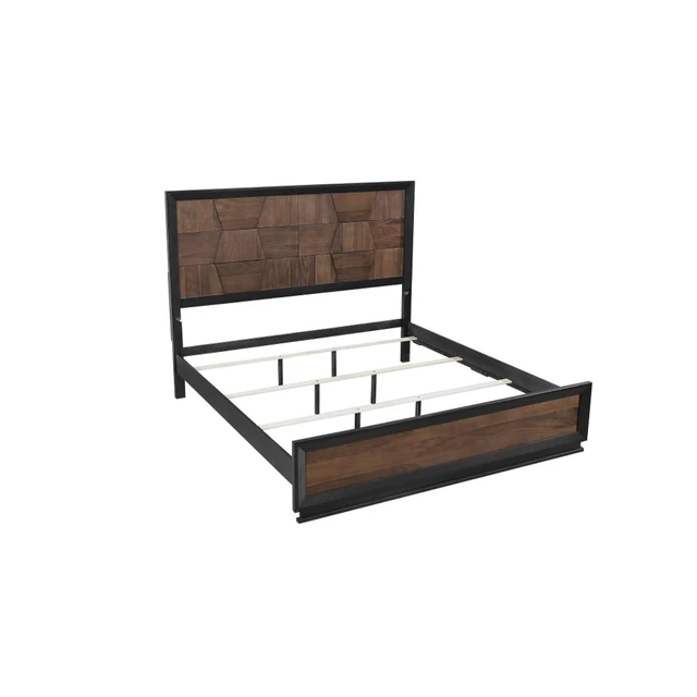 Alt view image 4 of 5 - King/Queen Size Solid Wood Platform Bed with Hight Headboard and Footboard, Panel Bed Mattress Foundation with Slat Support for Guest Room Apartment Bedroom, No Box Spring Needed (Walnut King)