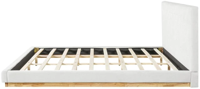 Alt view image 7 of 7 - Hassyee King Size Solid Wood Platform Bed with Upholstered Headboard, Modern Panel Bed Mattress Foundation with Sturdy Slat Support, Grounded Beds for Master Bedroom Guest Room, Noise-Free