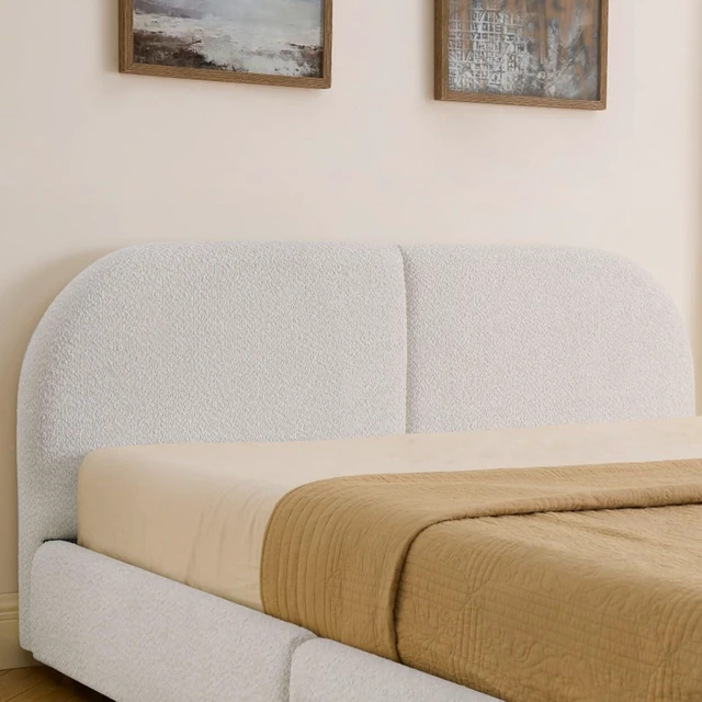 Alt view image 5 of 7 - Hassyee Queen Size Upholstered Platform Bed Frame with Tall Curved Headboard, Modern Panel Bed Mattress Foundation with 4 Storage Drawers for Bedroom Guest Room Apartment (Beige Queen)