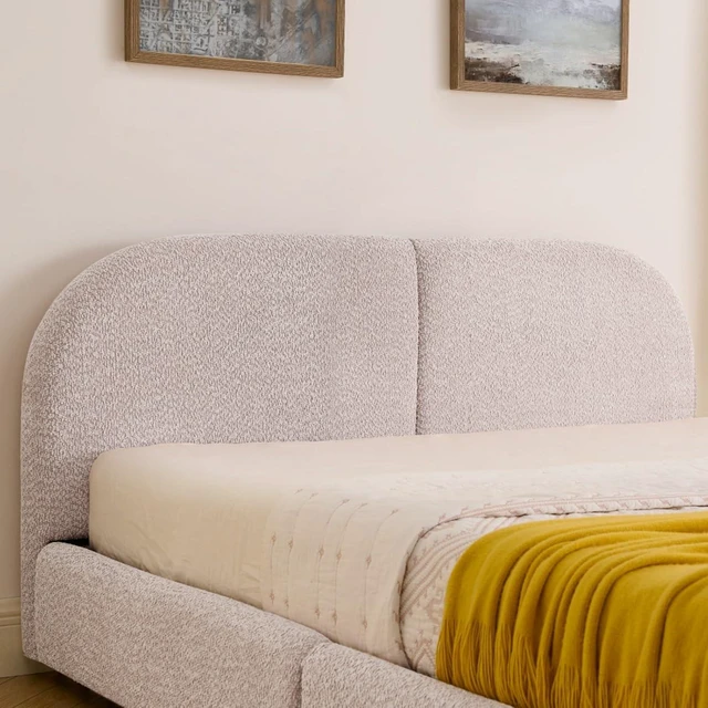 Alt view image 6 of 7 - Hassyee Queen Size Upholstered Platform Bed Frame with Tall Curved Headboard, Modern Panel Bed Mattress Foundation with 4 Storage Drawers for Bedroom Guest Room Apartment (Pink Queen)
