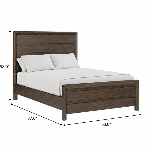 Alt view image 2 of 7 - Hassyee King/Queen Size Platform Bed with High Headboard and Footboard, Wooden Panel Bed Frame with Slat Support for Master Bedroom Guest Room Apartment, No Box Spring Needed (Dark Oak Queen)