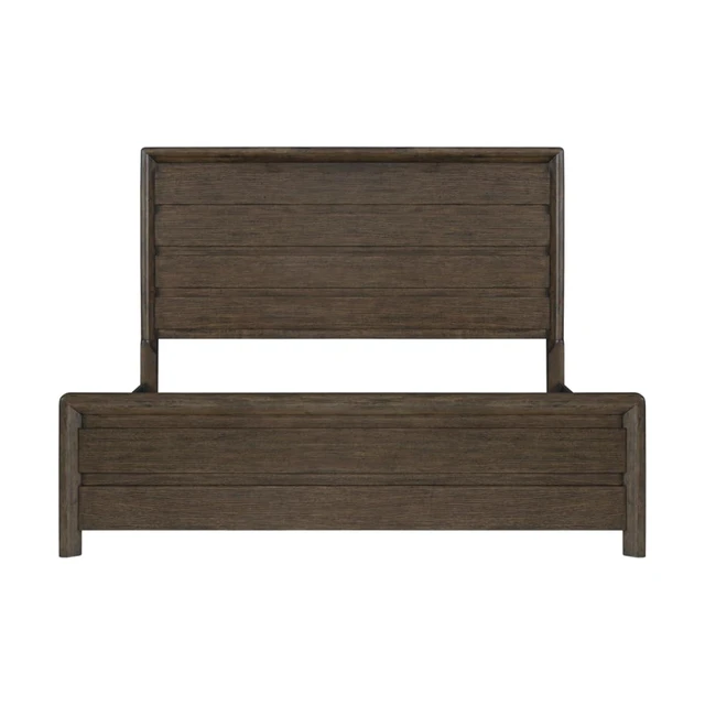 Alt view image 6 of 7 - Hassyee King/Queen Size Platform Bed with High Headboard and Footboard, Wooden Panel Bed Frame with Slat Support for Master Bedroom Guest Room Apartment, No Box Spring Needed (Dark Oak King)
