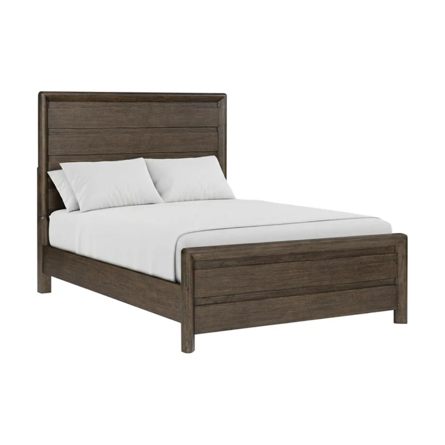 Alt view image 2 of 7 - Hassyee King/Queen Size Platform Bed with High Headboard and Footboard, Wooden Panel Bed Frame with Slat Support for Master Bedroom Guest Room Apartment, No Box Spring Needed (Dark Oak King)