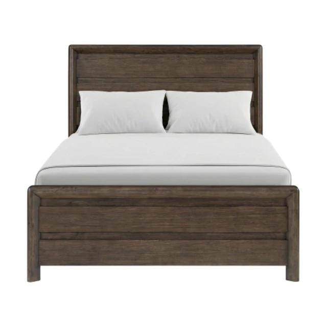 Alt view image 5 of 7 - Hassyee King/Queen Size Platform Bed with High Headboard and Footboard, Wooden Panel Bed Frame with Slat Support for Master Bedroom Guest Room Apartment, No Box Spring Needed (Dark Oak King)
