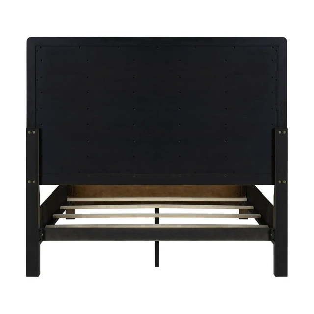 Alt view image 7 of 7 - Hassyee King/Queen Size Platform Bed with High Headboard and Footboard, Wooden Panel Bed Frame with Slat Support for Master Bedroom Guest Room Apartment, No Box Spring Needed (Dark Oak King)