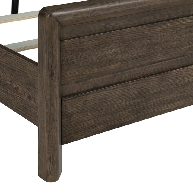 Alt view image 6 of 7 - Hassyee King/Queen Size Platform Bed with High Headboard and Footboard, Wooden Panel Bed Frame with Slat Support for Master Bedroom Guest Room Apartment, No Box Spring Needed (Dark Oak Queen)