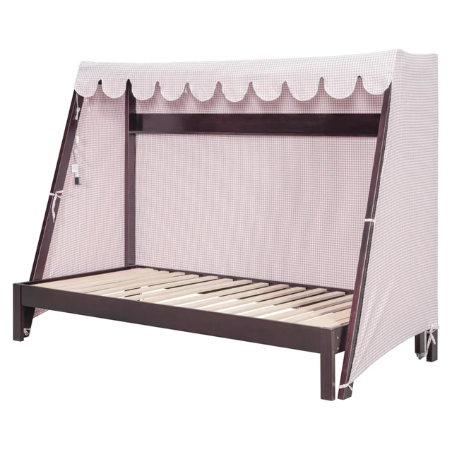 Alt view image 7 of 7 - Twin XL Canopy Bed Solid Wood Platform Bed Daybed w/Removable Canopy for Teens,Funny Tent Bedframe w/LED,Shelf&Wooden Slats Support for Boy Girl,Creative Cabin Beds for Bedroom Dorm (Espresso Twin XL)