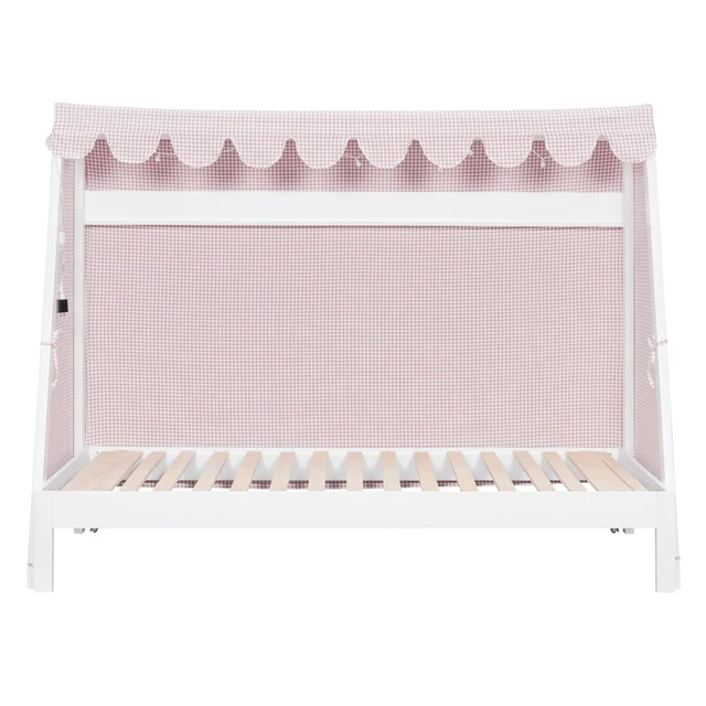 Alt view image 4 of 7 - Twin XL Canopy Bed Solid Wood Platform Bed Daybed w/Removable Canopy for Teens,Funny Tent Bedframe w/LED,Shelf&Wooden Slats Support for Boy Girl,Creative Cabin Beds for Bedroom Dorm (White Twin XL)