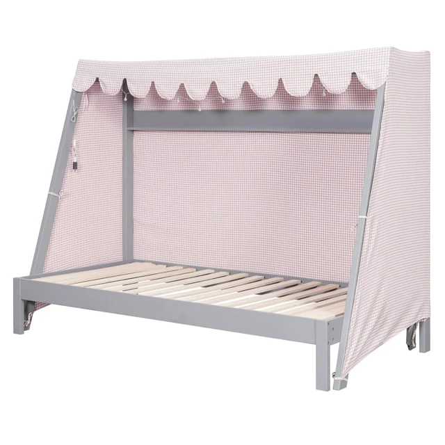 Alt view image 4 of 7 - Twin XL Canopy Bed Solid Wood Platform Bed Daybed w/Removable Canopy for Teens,Funny Tent Bedframe w/LED,Shelf&Wooden Slats Support for Boy Girl,Creative Cabin Beds for Bedroom Dorm (Gray Twin XL)