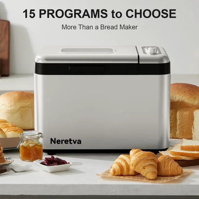 Alt view image 4 of 7 - 3.3LB &15-in-1 Bread Maker Dual Heaters with Auto Nut Dispenser