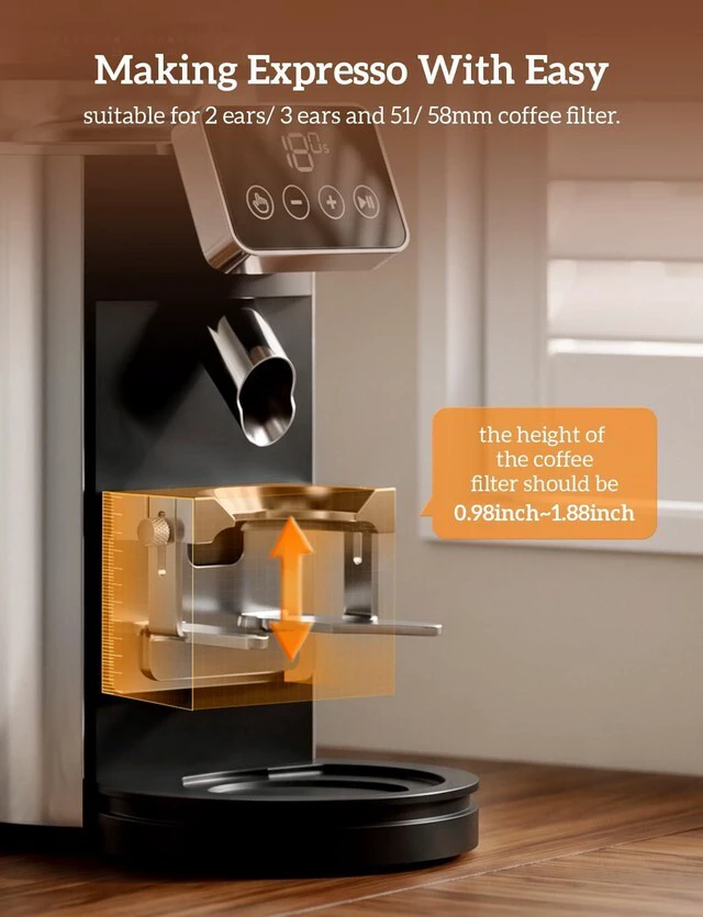 Alt view image 3 of 7 - Stainless Steel Espresso Grinder with Portafilter Holder, Silver