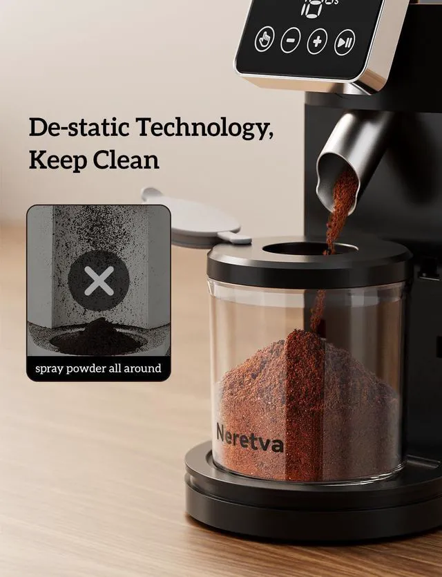 Alt view image 6 of 7 - Stainless Steel Espresso Grinder with Portafilter Holder, Silver
