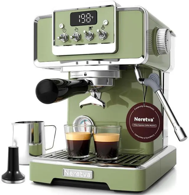 Main image of Professional Retro Espresso Machine with 58mm Portafilter, Green