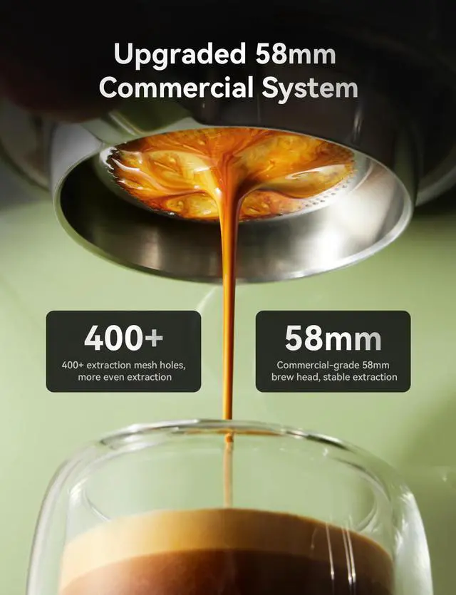 Alt view image 4 of 7 - Professional Retro Espresso Machine with 58mm Portafilter, Green