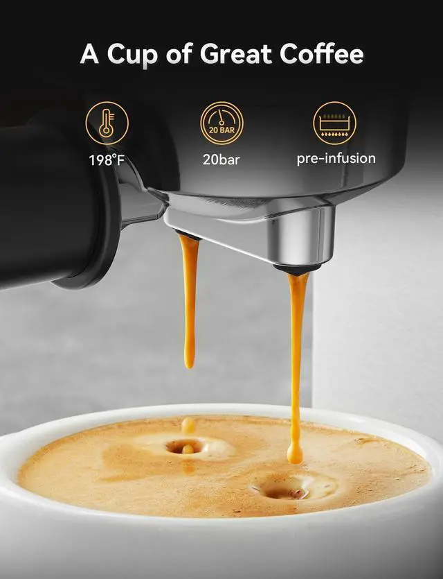 Alt view image 6 of 7 - Super Compact Espresso Maker Stainless Steel Professional Coffee Machine Espresso & 2 in 1 Professional Espresso Grinder