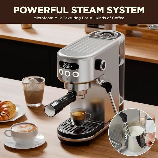 Alt view image 6 of 7 - 20 Bar Espresso Machine with Milk Frothing Steam Wand&Milk Frothing Pitcher 20 oz Milk Hand Held Frother Steamer Pitcher Jug Cup