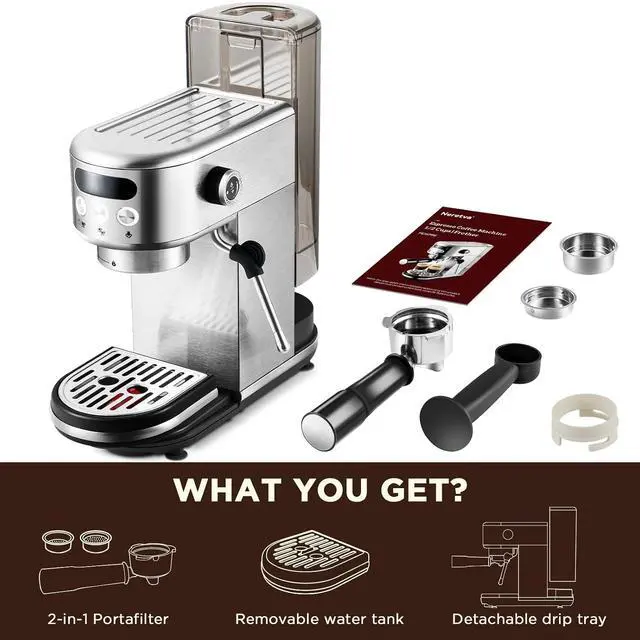 Alt view image 7 of 7 - 20 Bar Espresso Machine with Milk Frothing Steam Wand&Milk Frothing Pitcher 20 oz Milk Hand Held Frother Steamer Pitcher Jug Cup