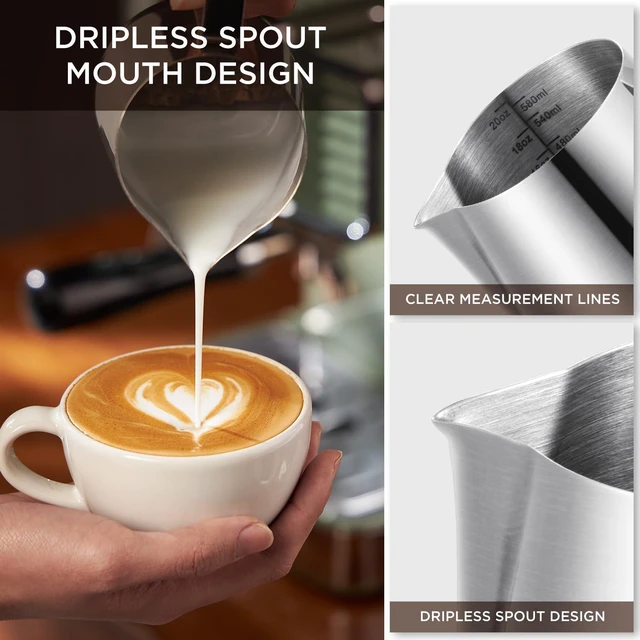 Alt view image 7 of 7 - Espresso Machine, 1450W Stainless Steel Coffee and Espresso Maker Combo with Milk Frother 15Bar & Milk Frothing Pitcher 20 oz Milk Hand Held Frother Steamer Pitcher Jug Cup