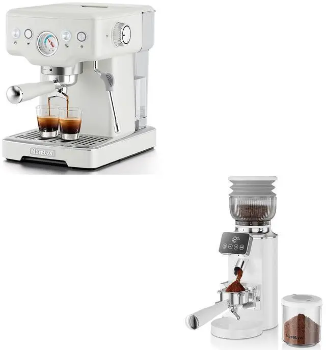 Main image of Espresso Coffee Machine, Professional Espresso Machine with Pressure Gauge & Burr Coffee Grinder, 2 in 1 Professional Espresso Grinder