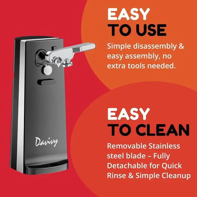 Alt view image 3 of 7 - Electric Operated Can Opener for One Millet Opener, Removable Stainless Steel Cutter and 3-in-1 Design with Knife Sharpener and Bottle Opener (Black-ABS)