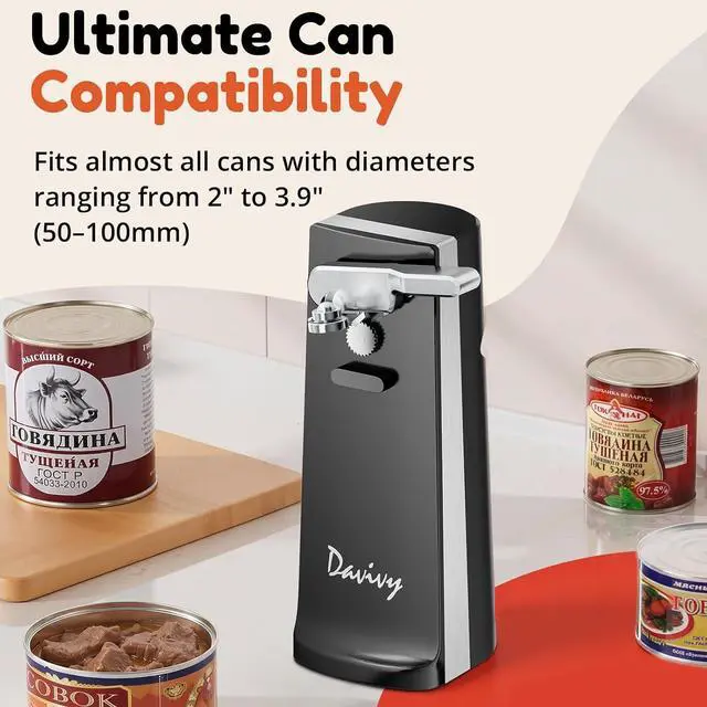Alt view image 4 of 7 - Electric Operated Can Opener for One Millet Opener, Removable Stainless Steel Cutter and 3-in-1 Design with Knife Sharpener and Bottle Opener (Black-ABS)
