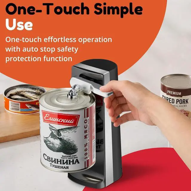 Alt view image 5 of 7 - Electric Operated Can Opener for One Millet Opener, Removable Stainless Steel Cutter and 3-in-1 Design with Knife Sharpener and Bottle Opener (Black-ABS)
