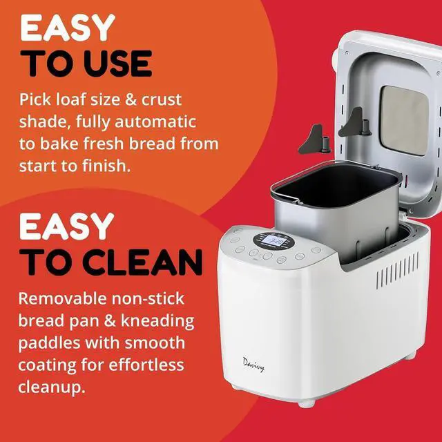 Alt view image 3 of 7 - Bread Machine 3.5LB Large Capacity, 850W Automatic Bread Maker with 15 Programs (Gluten Free, Homemade Memory, Dough Shortcut), 15H Delay Timer, 1H Keep Warm,Includes Heat Resistant Oven Mitts