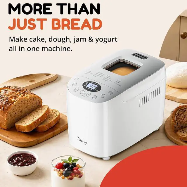 Alt view image 4 of 7 - Bread Machine 3.5LB Large Capacity, 850W Automatic Bread Maker with 15 Programs (Gluten Free, Homemade Memory, Dough Shortcut), 15H Delay Timer, 1H Keep Warm,Includes Heat Resistant Oven Mitts