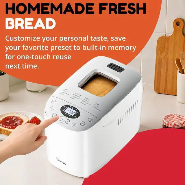 Alt view image 5 of 7 - Bread Machine 3.5LB Large Capacity, 850W Automatic Bread Maker with 15 Programs (Gluten Free, Homemade Memory, Dough Shortcut), 15H Delay Timer, 1H Keep Warm,Includes Heat Resistant Oven Mitts