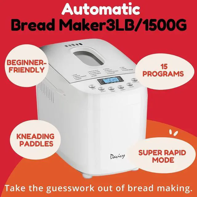 Alt view image 4 of 7 - Bread Maker Machine with 2 Dough Kneading Paddles,15-in-1 Automatic Large Capacity Bread Machine Nonstick Bowl For Bread, Jam& Yogurt, 3 Loaf Sizes and 3 Crust Settings