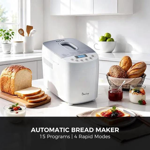 Alt view image 2 of 7 - 3LB Bread Maker, 15 Preset Programs with 4 Quick Mode, 15H Delay Timer & Keep Warm, 3 Loaf Sizes & 3 Crust Shades, Gluten-free, Homemade Bread, Dough, Cake, Yogurt & Jam