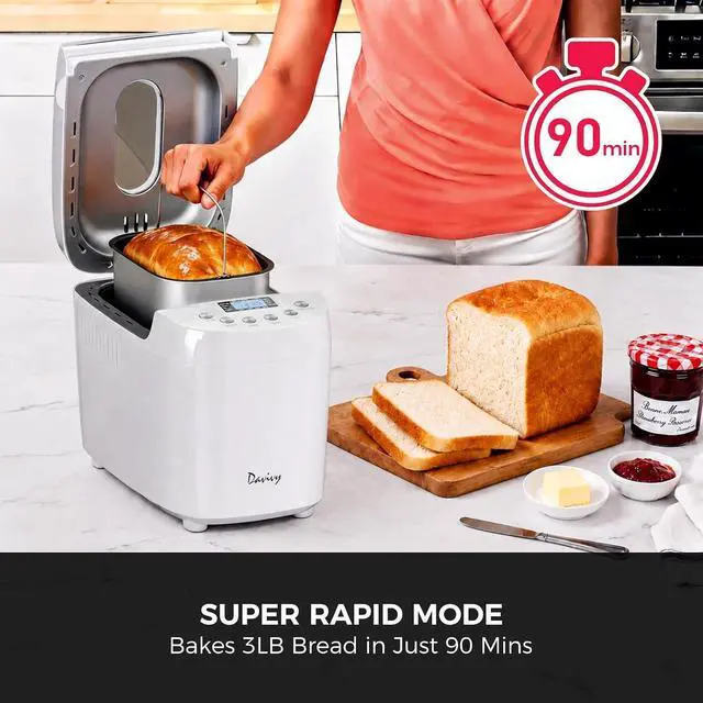 Alt view image 5 of 7 - 3LB Bread Maker, 15 Preset Programs with 4 Quick Mode, 15H Delay Timer & Keep Warm, 3 Loaf Sizes & 3 Crust Shades, Gluten-free, Homemade Bread, Dough, Cake, Yogurt & Jam