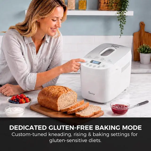 Alt view image 7 of 7 - 3LB Bread Maker, 15 Preset Programs with 4 Quick Mode, 15H Delay Timer & Keep Warm, 3 Loaf Sizes & 3 Crust Shades, Gluten-free, Homemade Bread, Dough, Cake, Yogurt & Jam