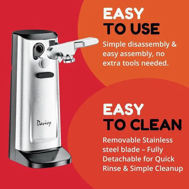 Alt view image 3 of 7 - Can Opener Electric Stainless Steel, Large Tall Can Opener with Knife Sharpener,Stand Up Electric Can Opener for Seniors, Heavy Duty, RED (Black)