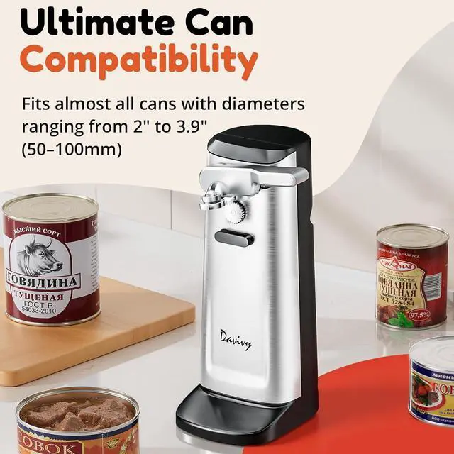Alt view image 4 of 7 - Can Opener Electric Stainless Steel, Large Tall Can Opener with Knife Sharpener,Stand Up Electric Can Opener for Seniors, Heavy Duty, RED (Black)
