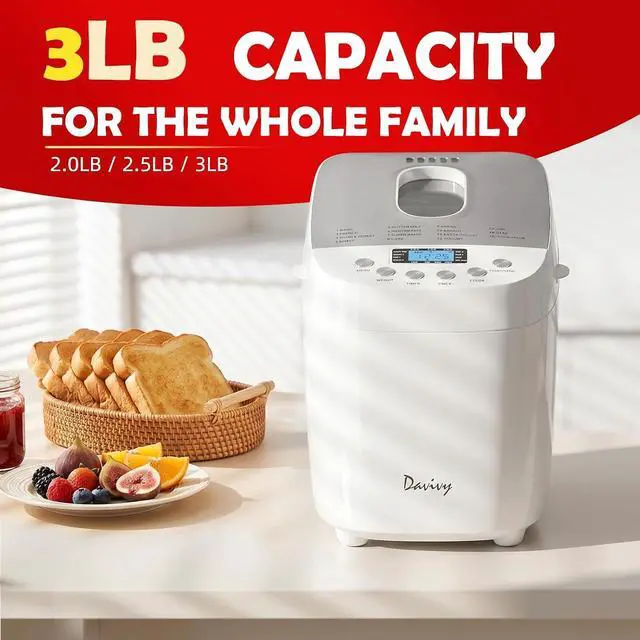 Alt view image 2 of 7 - Bread Maker Machine with 2 Dough Kneading Paddles,15-in-1 Automatic Large Capacity Bread Machine Nonstick Bowl For Bread, Jam& Yogurt, 3 Loaf Sizes and 3 Crust Settings