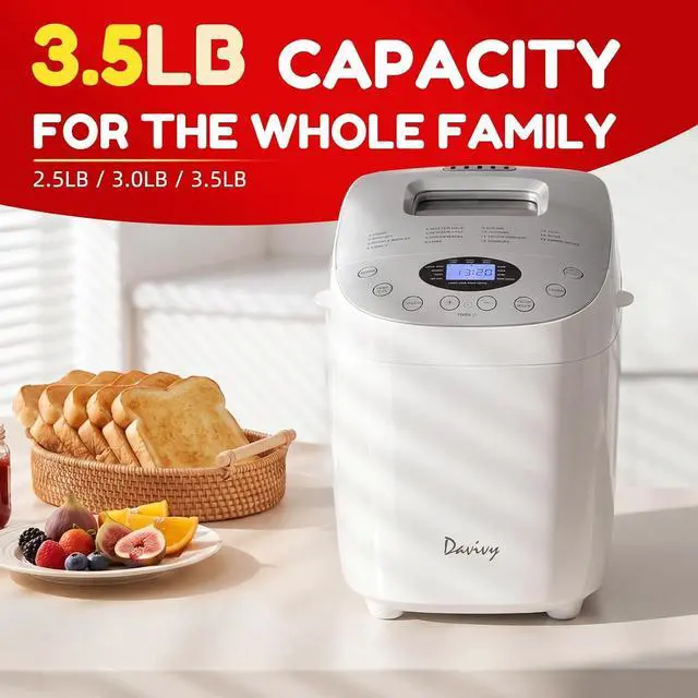 Alt view image 2 of 7 - Bread Maker Machine with 2 Dough Kneading Paddles,15-in-1 Automatic Large Capacity Bread Machine Nonstick Bowl For Bread, Jam& Yogurt, 3 Loaf Sizes and 3 Crust Settings