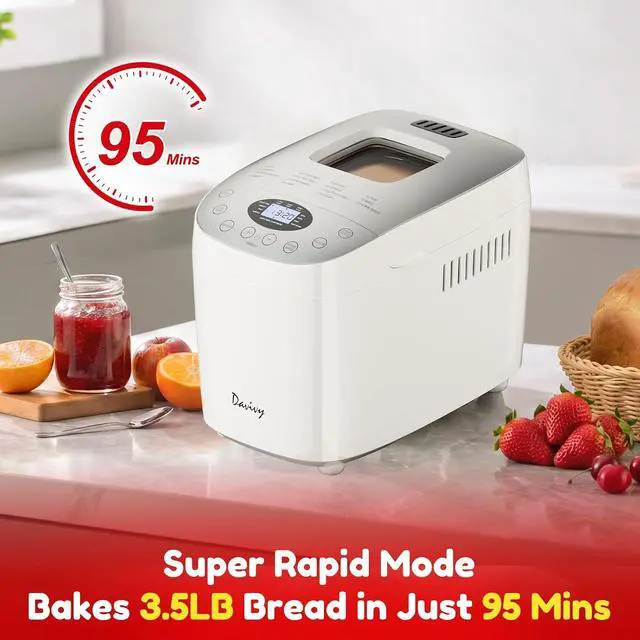 Alt view image 3 of 7 - Bread Maker Machine with 2 Dough Kneading Paddles,15-in-1 Automatic Large Capacity Bread Machine Nonstick Bowl For Bread, Jam& Yogurt, 3 Loaf Sizes and 3 Crust Settings